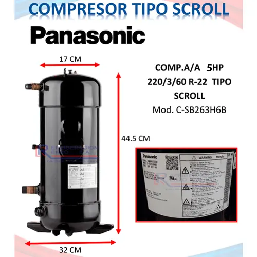 Compresor Scroll Panasonic C-SB353H6B para refrigerante R22 y alimentación trifásica