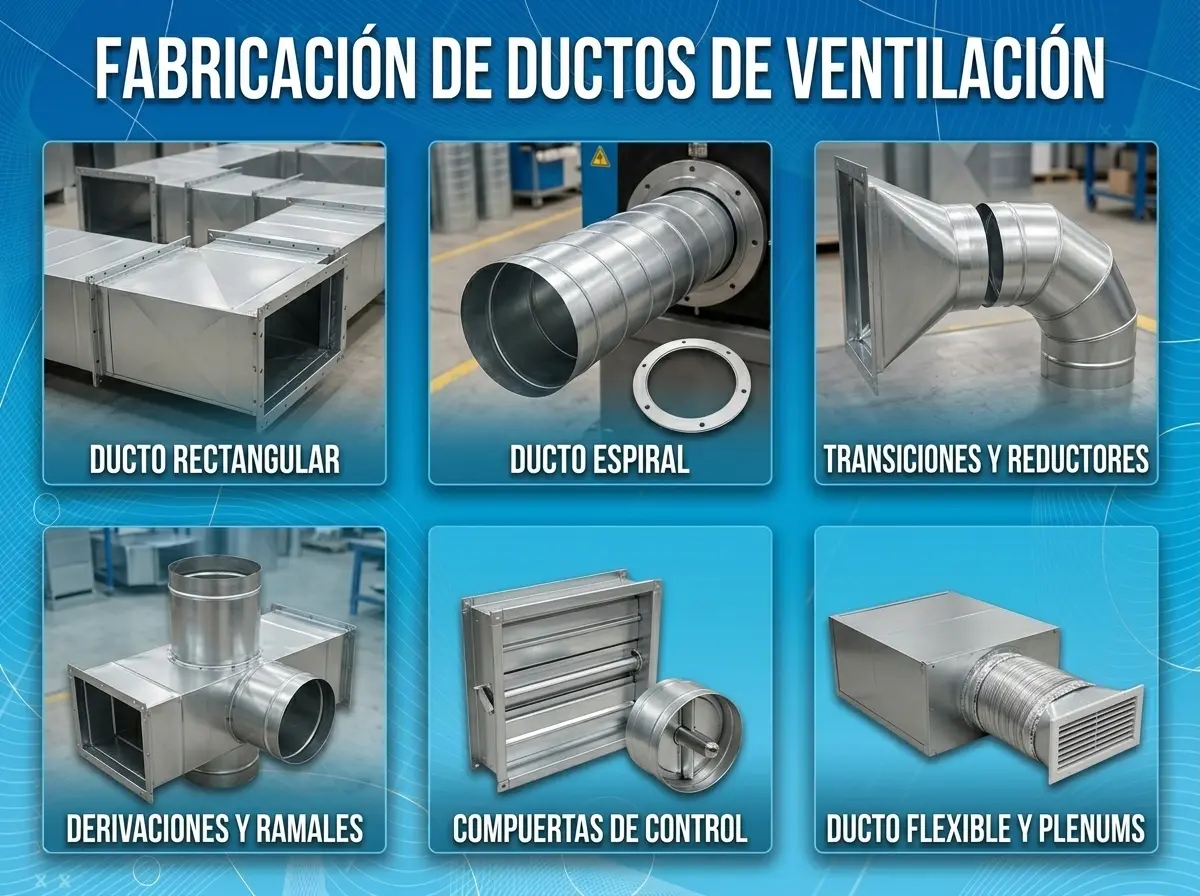 Fabricación e instalación de ductos y componentes para conductos de ventilación y aire acondicionado Iquitos