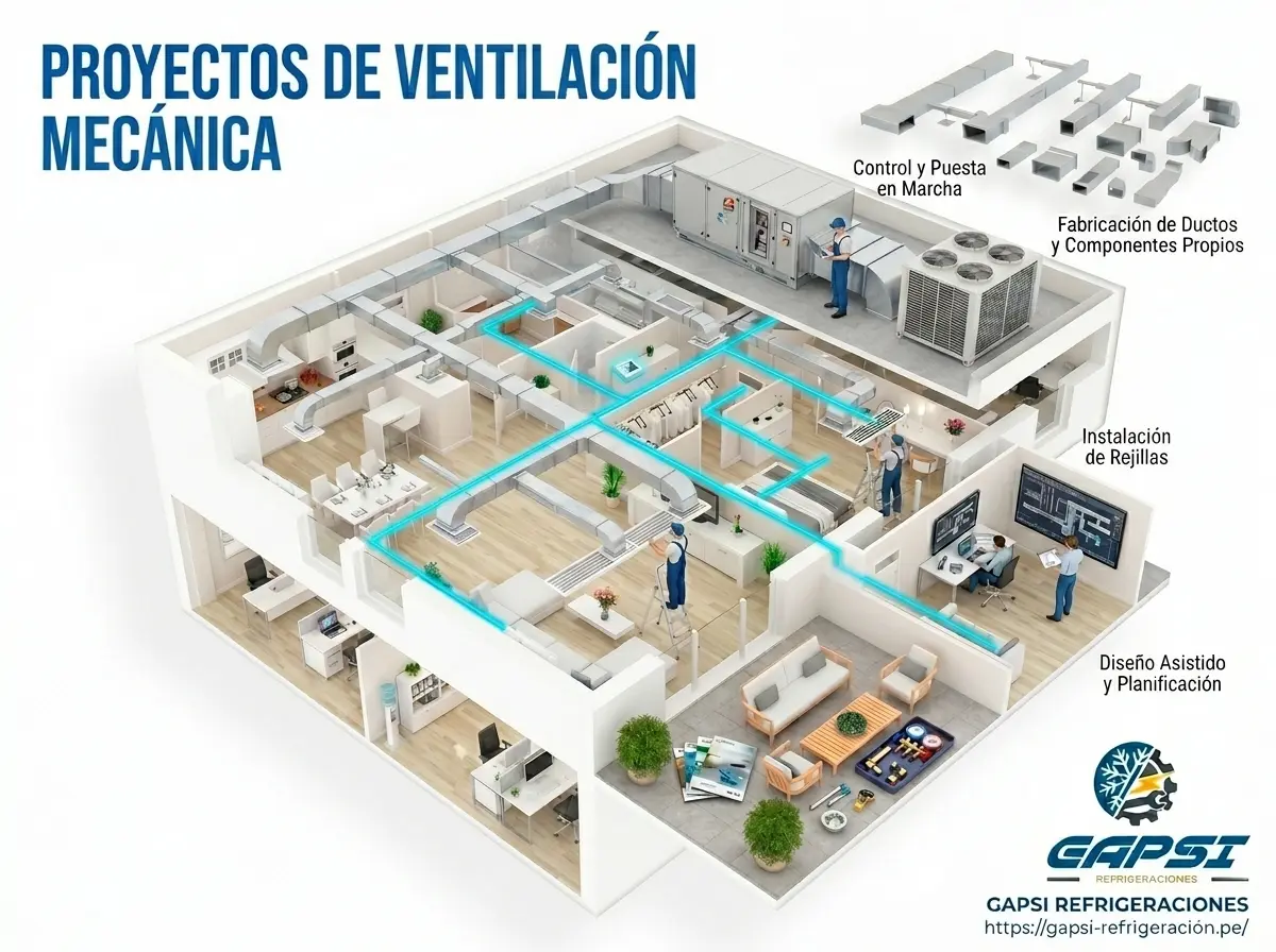 Fabricación e instalación de ductos y rejillas para proyectos de ventilación comercial en Iquitos