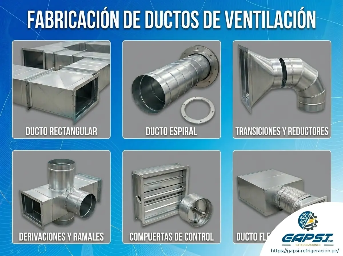 Fabricación e instalación de ductos y componentes para conductos de ventilación y aire acondicionado Iquitos