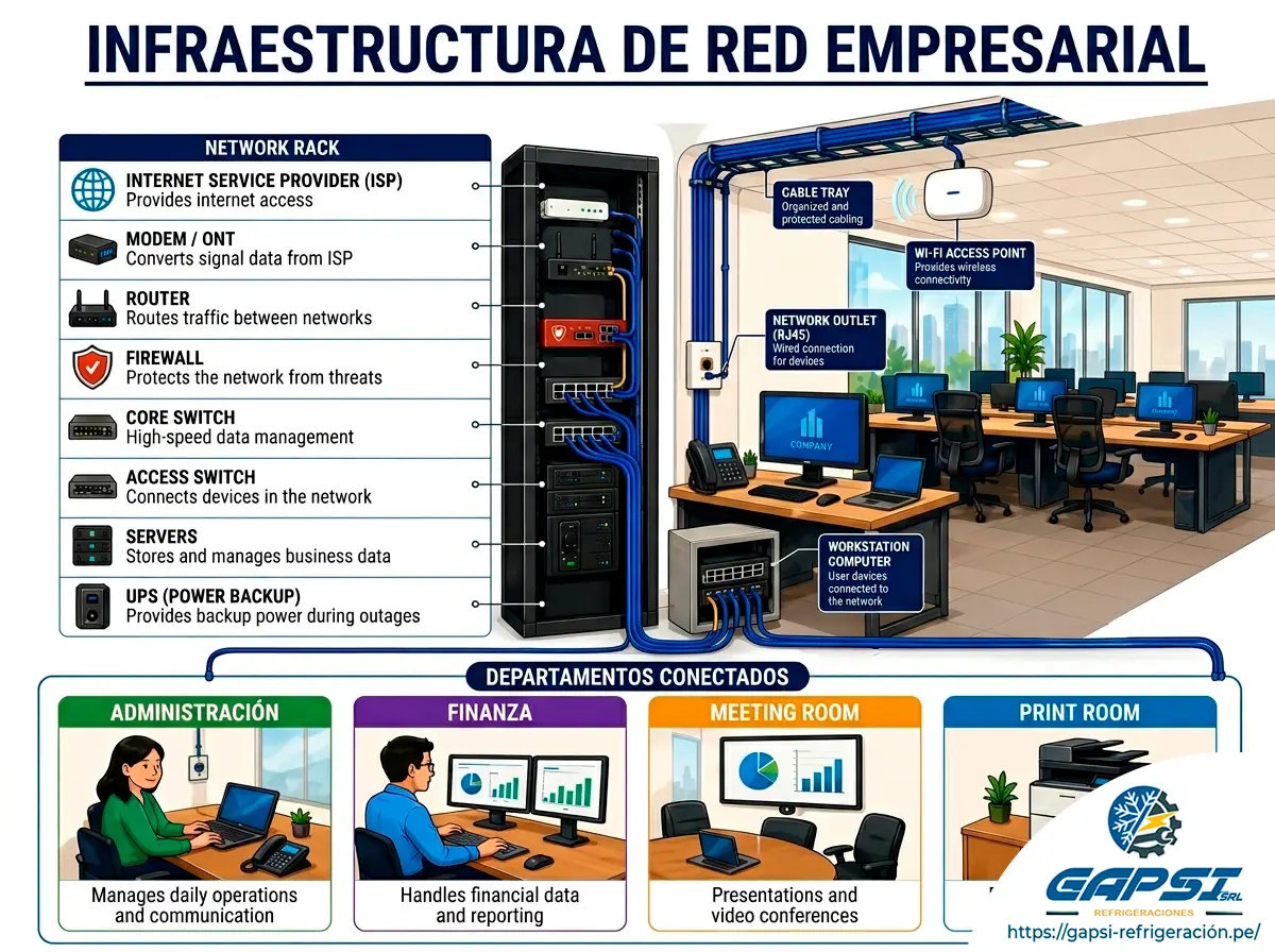 Instalación de puntos de red y wifi con cable UTP y fibra óptica en Iquitos
